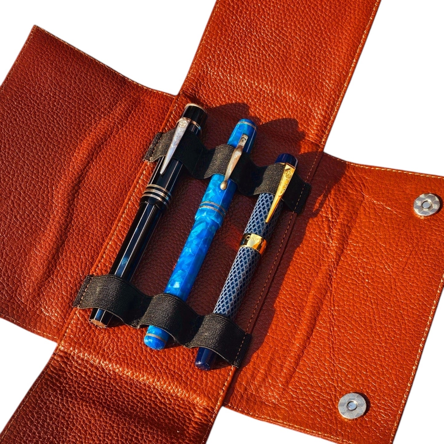 Leather 3 Pen Flap Case - Northumbrian Pen Co Ltd - Twin Pack - JoWo Fountain Pen Nibs