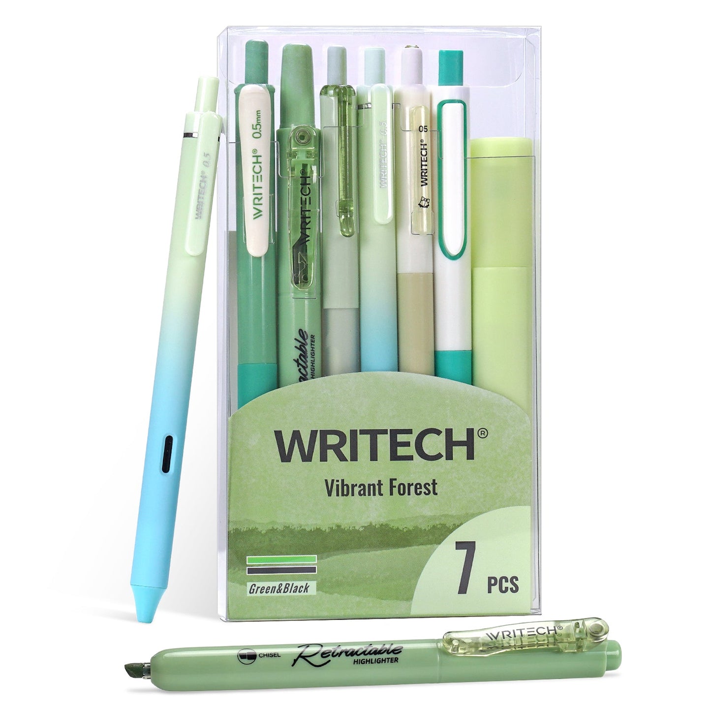Writech 7pc Journaling Sets - Writech - Green & Black - JoWo Fountain Pen Nibs
