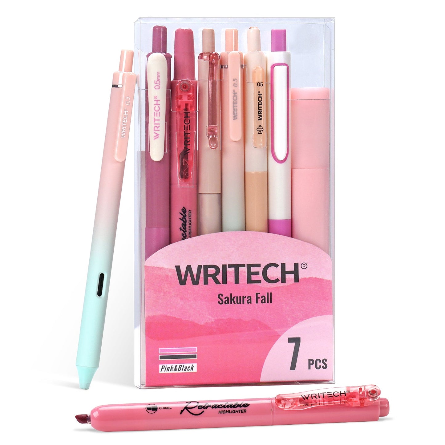 Writech 7pc Journaling Sets - Writech - Pink & Black - JoWo Fountain Pen Nibs