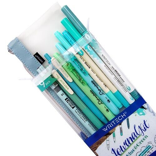 Writech Journaling Kit 9 pc - Writech - Blue & Green - JoWo Fountain Pen Nibs
