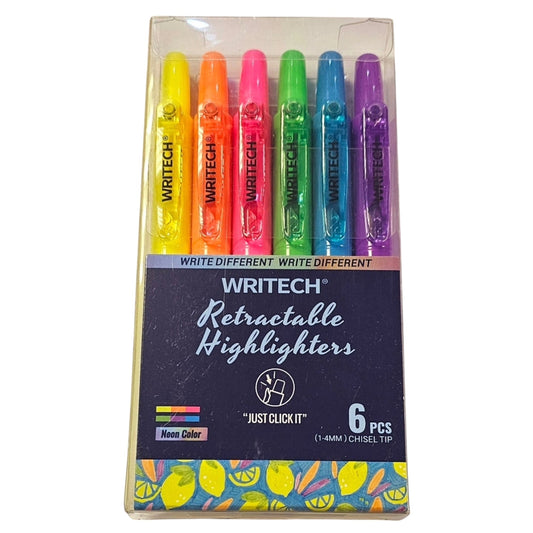 Writech Retractable Highlighter Pack - Writech - 6 Pack Neon - JoWo Fountain Pen Nibs